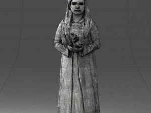 girl in dress with rabbit 0387 3d print ready 3D Print Model