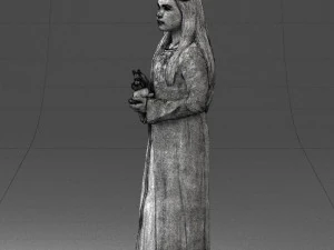 girl in dress with rabbit 0387 3d print ready 3D Print Model