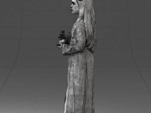 girl in dress with rabbit 0387 3d print ready 3D Print Model