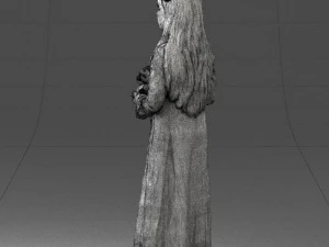 girl in dress with rabbit 0387 3d print ready 3D Print Model