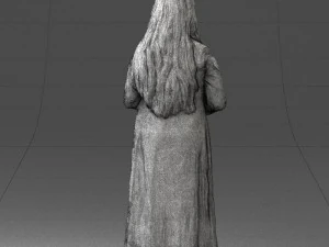 girl in dress with rabbit 0387 3d print ready 3D Print Model