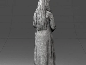 girl in dress with rabbit 0387 3d print ready 3D Print Model