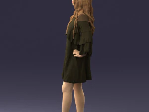 woman in dark green short dress 0378 3D Model