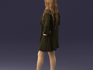 woman in dark green short dress 0378 3D Model