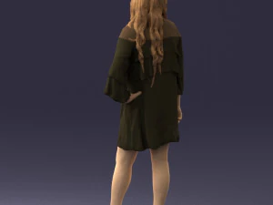 woman in dark green short dress 0378 3D Model