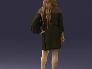 woman in dark green short dress 0378 3D Model