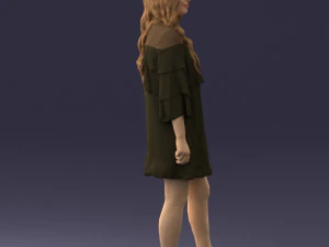 woman in dark green short dress 0378 3D Model