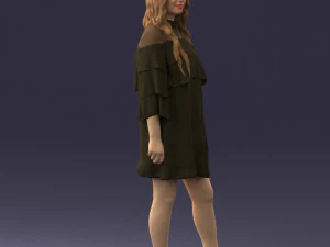 woman in dark green short dress 0378 3D Model