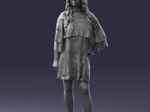 woman in dark green short dress 0378 3D Model