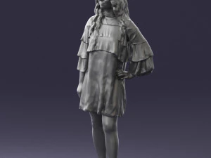 woman in dark green short dress 0378 3D Model