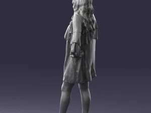 woman in dark green short dress 0378 3D Model