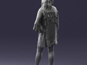 woman in dark green short dress 0378 3D Model