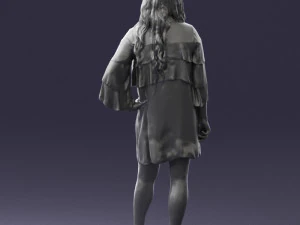 woman in dark green short dress 0378 3D Model