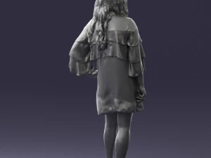 woman in dark green short dress 0378 3D Model