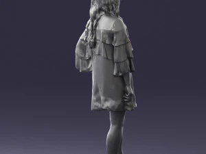 woman in dark green short dress 0378 3D Model