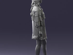 woman in dark green short dress 0378 3D Model