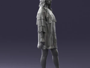 woman in dark green short dress 0378 3D Model