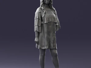 woman in dark green short dress 0378 3D Model