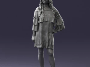 woman in dark green short dress 0378 3D Model