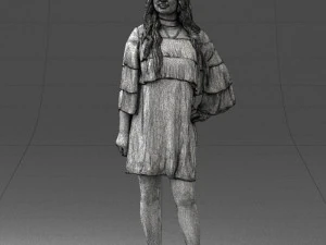 woman in dark green short dress 0378 3D Model