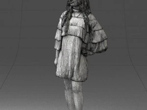 woman in dark green short dress 0378 3D Model