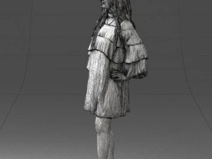 woman in dark green short dress 0378 3D Model