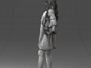 woman in dark green short dress 0378 3D Model