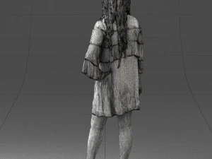 woman in dark green short dress 0378 3D Model