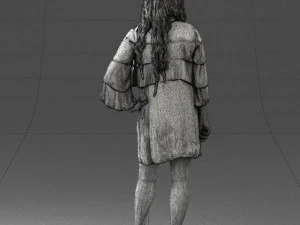 woman in dark green short dress 0378 3D Model