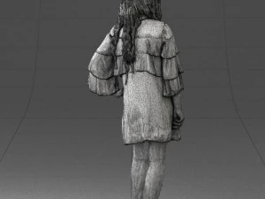 woman in dark green short dress 0378 3D Model