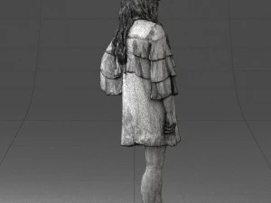 woman in dark green short dress 0378 3D Model