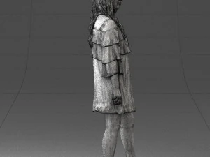 woman in dark green short dress 0378 3D Model