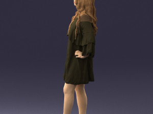 woman in dark green short dress 0378 3d print ready 3D Print Model