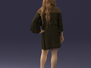 woman in dark green short dress 0378 3d print ready 3D Print Model