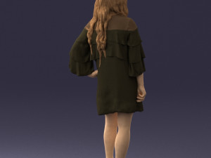 woman in dark green short dress 0378 3d print ready 3D Print Model