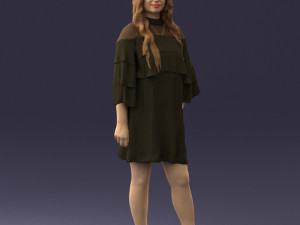woman in dark green short dress 0378 3d print ready 3D Print Model