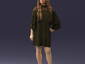 woman in dark green short dress 0378 3d print ready 3D Print Model