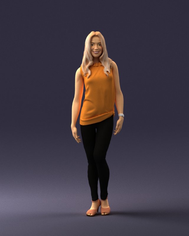 girl in black leggings 0376 3d print ready 3Dプリントモデル .c4d .max .obj .3ds .fbx .stl .blend 