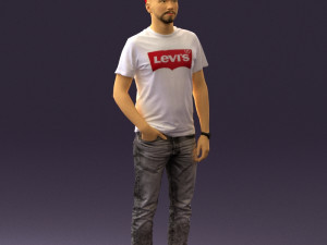 man in red converse and hat 0406 3D Model