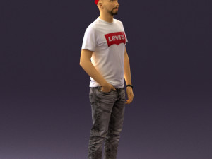 man in red converse and hat 0406 Modèle 3D