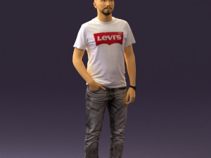 man in red converse and hat 0406 Modèle 3D