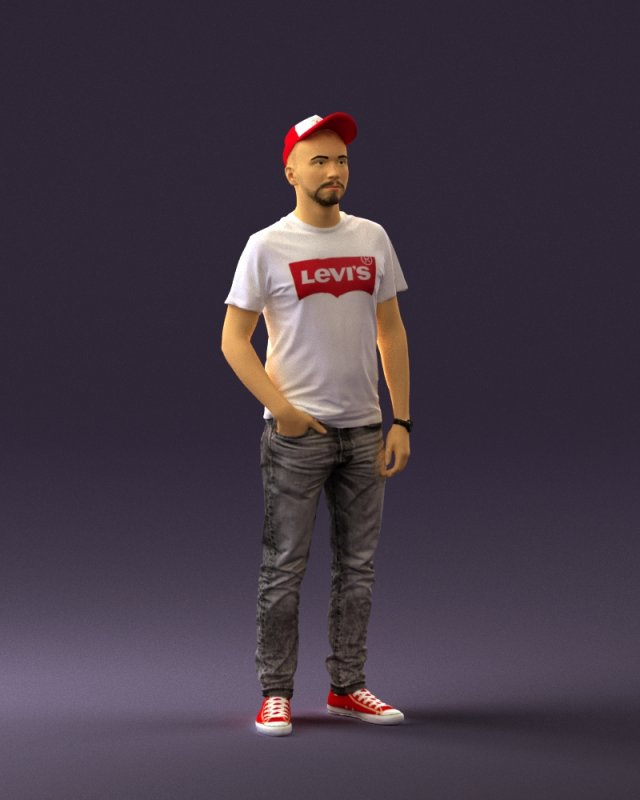 man in red converse and hat 0406 3d print ready 3D प्रिंट मॉडल .c4d .max .obj .3ds .fbx .stl .blend 