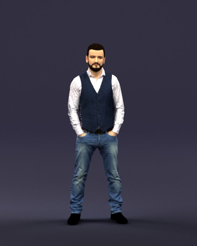 hands in pockets man 0398 3D Model .c4d .max .obj .3ds .fbx .stl .blend 