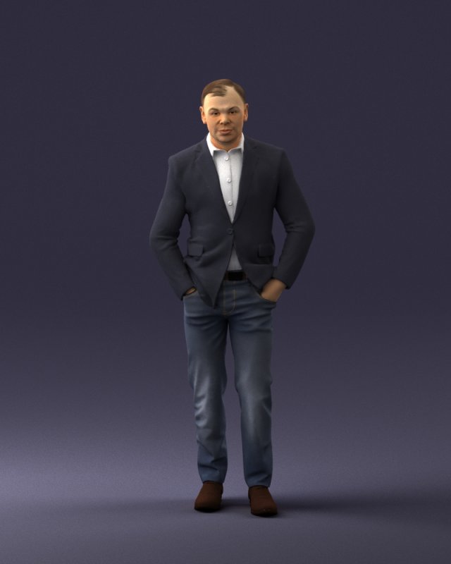 man in brown boots and acket 0393 3D प्रिंट मॉडल .c4d .max .obj .3ds .fbx .stl .blend 
