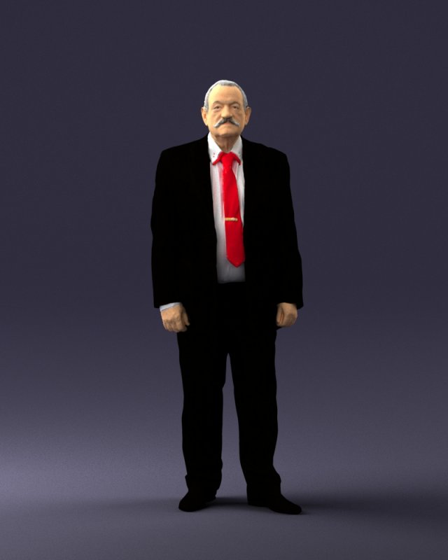 grandfather with mustache in dark jacket 0392 3D 模型 .c4d .max .obj .3ds .fbx .stl .blend 