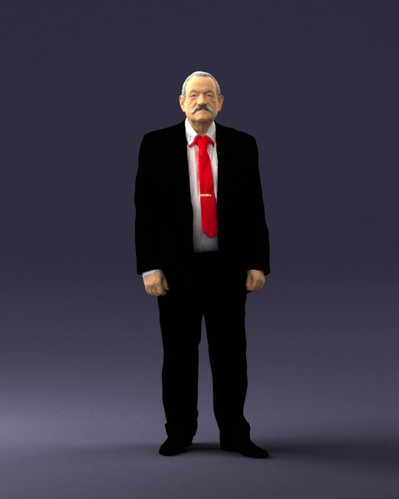 grandfather with mustache in dark jacket 0392 3D Model .c4d .max .obj .3ds .fbx .stl .blend
