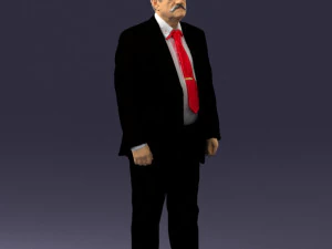 grandfather with mustache in dark jacket 0392 3D Model