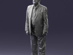 grandfather with mustache in dark jacket 0392 3D Model