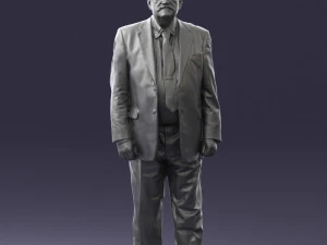 grandfather with mustache in dark jacket 0392 3D Model