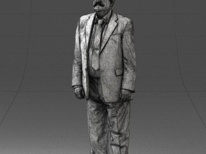 grandfather with mustache in dark jacket 0392 3D 模型